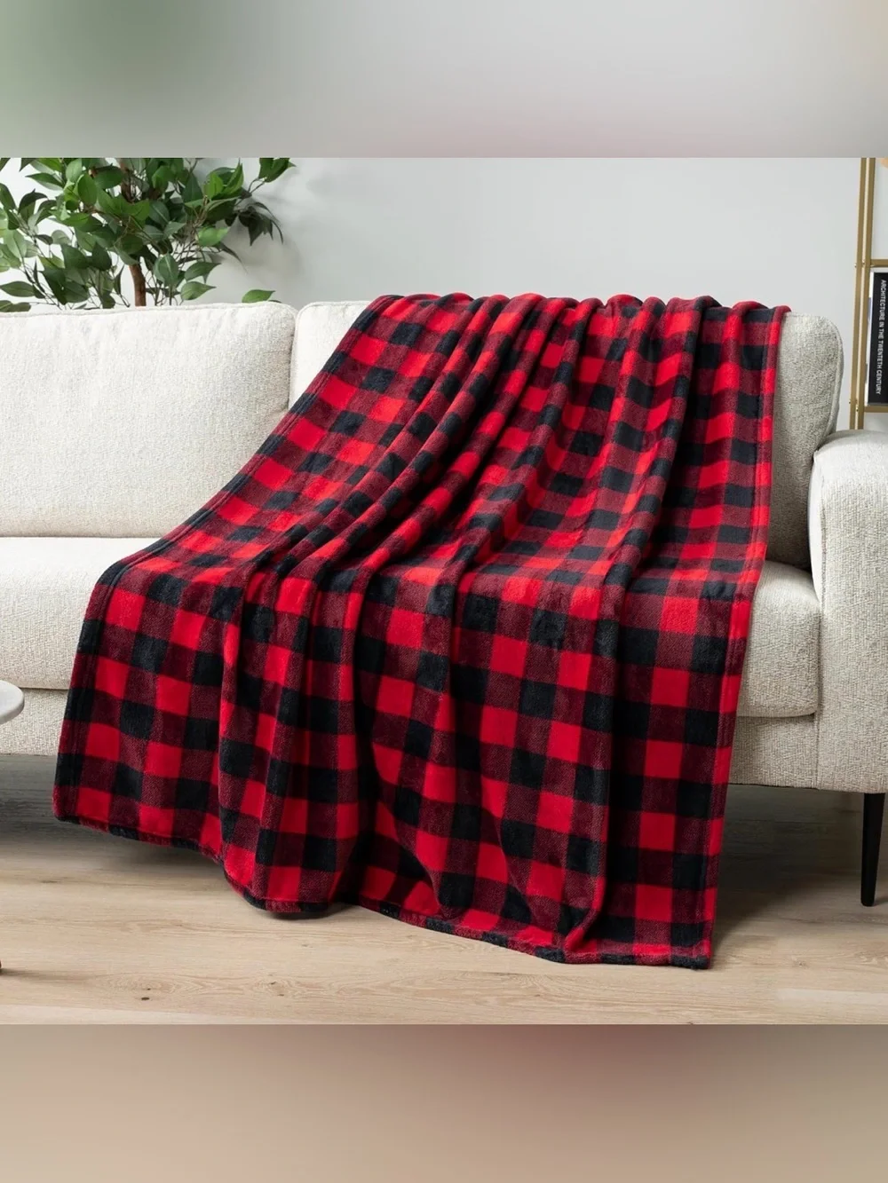 Cozy Red and Black Buffalo Plaid Throw Blanket - Sending Big Hugs NWT